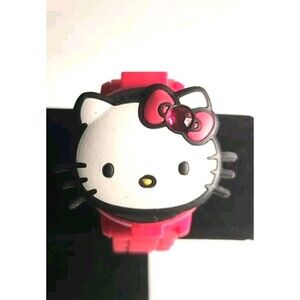 Sanrio Hello Kitty Watch Pink Silicone Band Round 37 mm Case Digital Dial